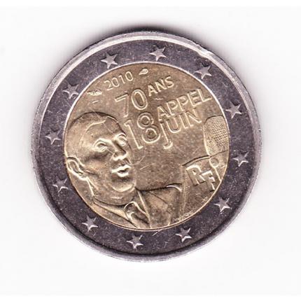 Pièce de monnaie 2 euros commémorative collection 2010 70 ans appel du 18 juin