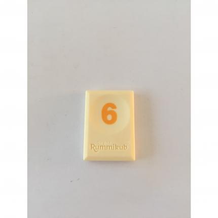 Tuile chiffre 6 six orange pièce Rummikub Le rami des chiffres jeu de voyage