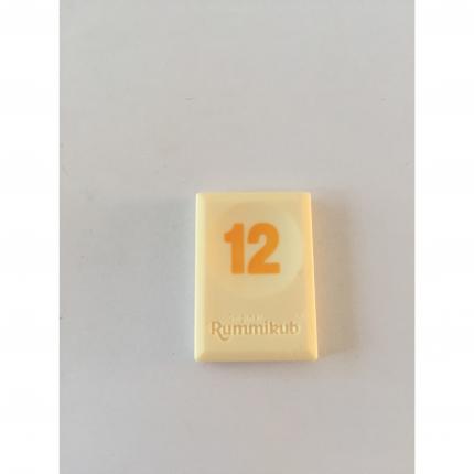 Tuile chiffre 12 douze orange pièce Rummikub Le rami des chiffres jeu de voyage