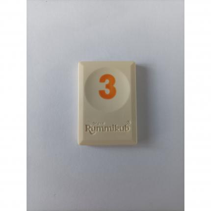 Tuile chiffre 3 trois orange pièce détachée L original Rummikub chiffres M&M Ventures #A21