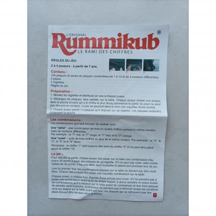 Notice règle du jeu pièce détachée L original Rummikub chiffres M&M Ventures #A21