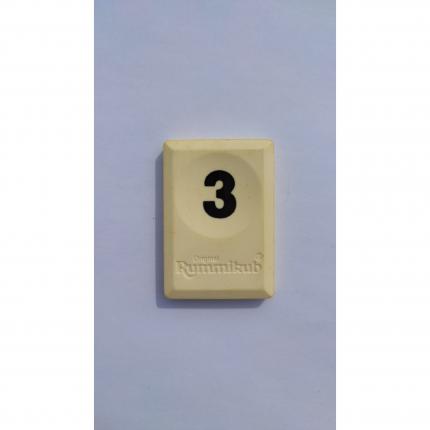 Tuile chiffre 3 trois noir pièce détachée Rummikub Le rami des chiffres 1996 hasbro #B40