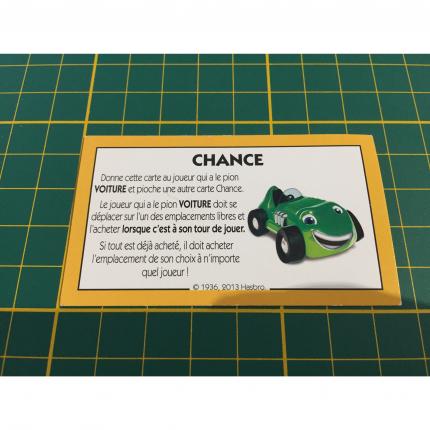 Carte chance voiture pièce détachée jeu de société Monopoly Junior Hasbro Gaming #A65