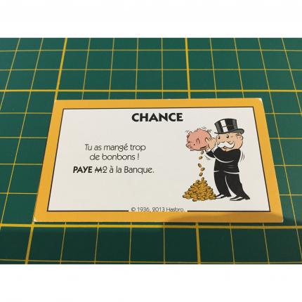 Carte chance mangé trop de bonbons pièce détachée jeu de société Monopoly Junior Hasbro Gaming #A65