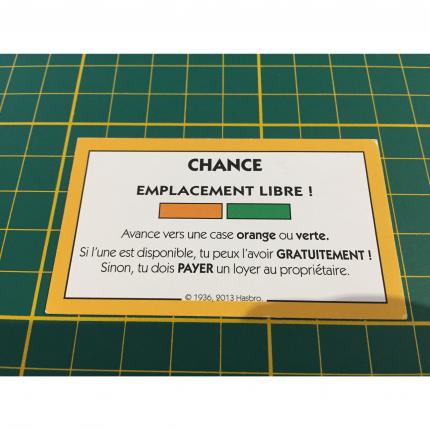 Carte chance libre orange verte pièce détachée jeu de société Monopoly Junior Hasbro Gaming #A65