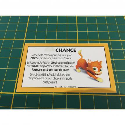 Carte chance chat pièce détachée jeu de société Monopoly Junior Hasbro Gaming #A65