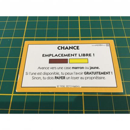 Carte chance libre marron jaune pièce détachée jeu de société Monopoly Junior Hasbro Gaming #A65