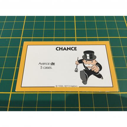 Carte chance 5 cases pièce détachée jeu de société Monopoly Junior Hasbro Gaming #A65