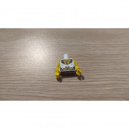 Torse blanc dessins dorés bras jaune pièce détachée personnage Lego #C21