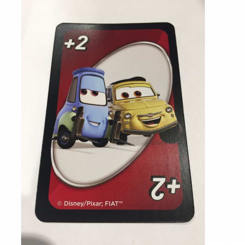 carte +2 luigi & guido pièce détachée du jeu de société Uno disney pixar cars 3 de marque mattel games