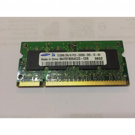 barrette mémoire ram SAMSUNG 512MB 2RX16 PC2-5300S-555-12-A3 M470T6554CZ3-CE6