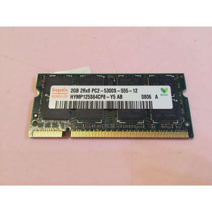 barrette mémoire ram PC portable 2GB HYNIX HYMP125S64CP8-Y5 AB 2RX8 PC2-5300S-555-12