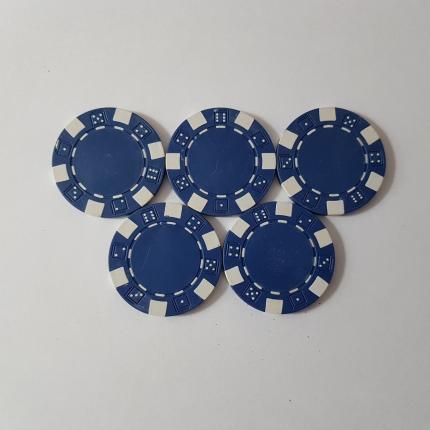 LOT DE 5 JETONS DE POKER COULEUR BLEU