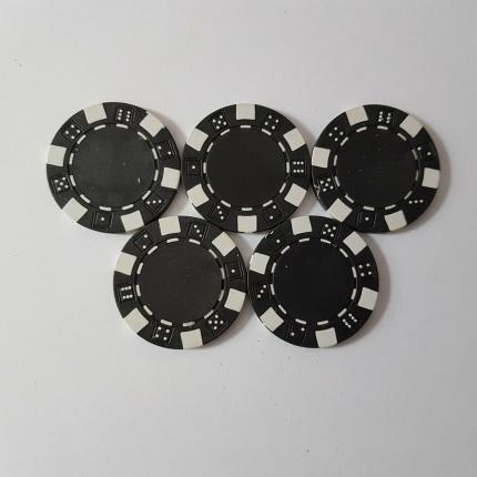 LOT DE 5 JETONS DE POKER COULEUR NOIR