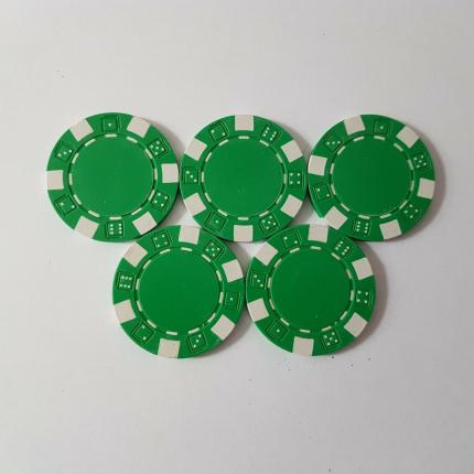 LOT DE 5 JETONS DE POKER COULEUR VERT