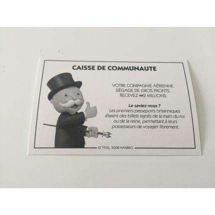 MONOPOLY MONDE PARKER CARTE CAISSE DE COMMUNAUTÉ COMPAGNIE AÉRIENNE