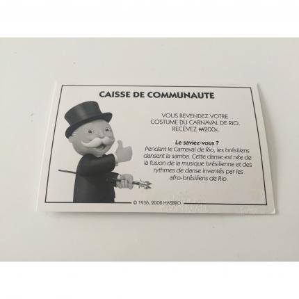 MONOPOLY MONDE PARKER CARTE CAISSE DE COMMUNAUTÉ REVENDEZ VOTRE COSTUME