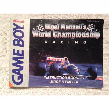 NOTICE SEULE NIGEL MANSELL S WORLD CHAMPIONSHIP RACING GAME BOY DMG-WC-FAH