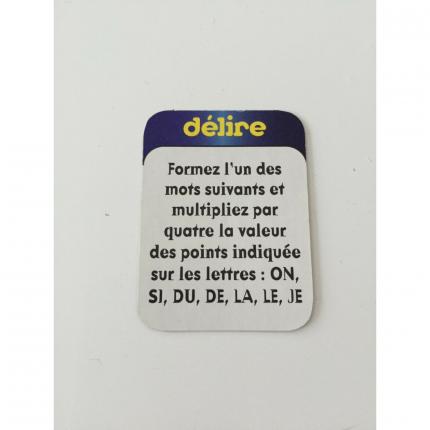 CARTE DÉLIRE FORMEZ L UN DES MOTS SUIVANTS PIÈCE DÉTACHÉE SCRABBLE DÉLIRE