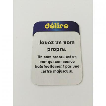 CARTE DÉLIRE JOUEZ UN NOM PROPRE PIÈCE DÉTACHÉE SCRABBLE DÉLIRE