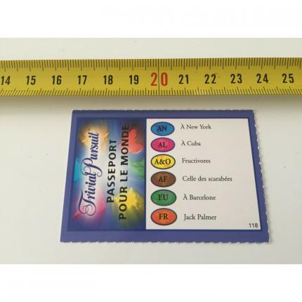 CARTE QUESTION 118 PIÈCE DÉTACHÉE TRIVIAL PURSUIT EDITION PASSEPORT POUR LE MONDE