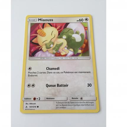 147/214 - Carte Pokemon Miaouss 147/214 commune SL10 Soleil et Lune alliance infaillible