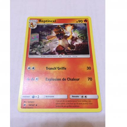 19/147 - Carte pokémon reptincel 19/147 peu commune soleil & lune ombres ardentes