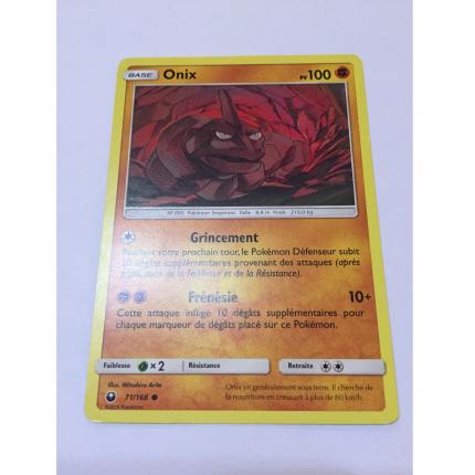 71/168 - Carte Pokemon Onix 71/168 commune Soleil & Lune Tempête Céleste