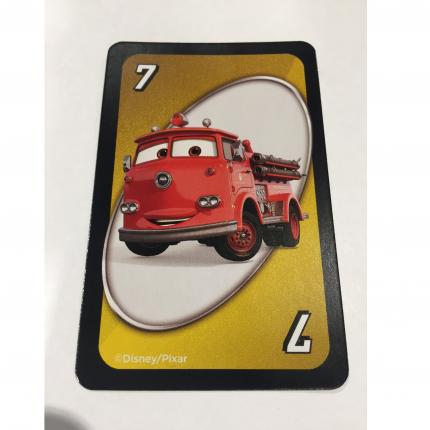 CARTE JAUNE NUMÉRO 7 RED UNO DISNEY PIXAR CARS 3 MATTEL GAMES