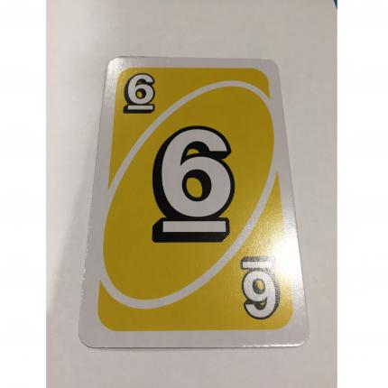 CARTE JAUNE NUMÉRO 6 JEU DE SOCIÉTÉ UNO MATTEL GAMES