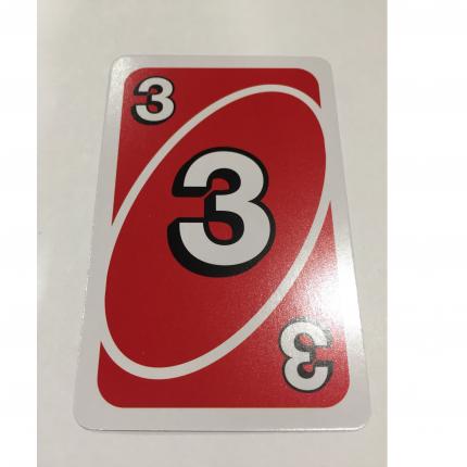 CARTE ROUGE NUMÉRO 3 JEU DE SOCIÉTÉ UNO MATTEL GAMES