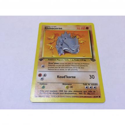 61/64 - Carte pokémon rhinocorne 61/64 commune jungle wizard logo 1 ère édition