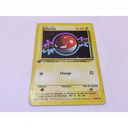 67/102 - Carte pokémon voltorbe 67/102 commune set de base logo 1 édition wizard endommagé