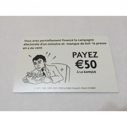 CARTE MONOPOLISTE PAYEZ 50E A LA BANQUE PIÈCE DÉTACHÉE MONOPOLY ANTI MONOPOLY