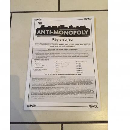 NOTICE DU JEU PIÈCE DÉTACHÉE MONOPOLY ANTI MONOPOLY