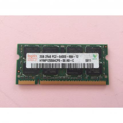 barrette mémoire ram PC portable 2GB HYNIX HYMP125S64CP8 2RX8 PC2-6400S-666-12