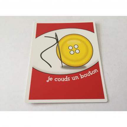 Carte je couds un bouton pièce détachée Devine tête mimes la réponse est sur ma tête