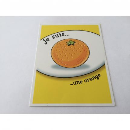 Carte je suis une orange pièce détachée Devine tête la réponse est sur ma tête