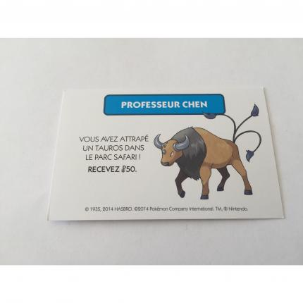 CARTE PROFESSEUR CHEN VOUS AVEZ ATTRAPE UN TAUROS DANS LE PARC SAFARI MONOPOLY POKEMON EDITION DE KANTO