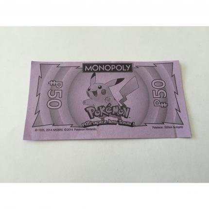 LOT X2 BILLET 50 PIÈCE DÉTACHÉE MONOPOLY POKEMON EDITION DE KANTO