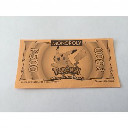 LOT X2 BILLET 500 PIÈCE DÉTACHÉE MONOPOLY POKEMON EDITION DE KANTO