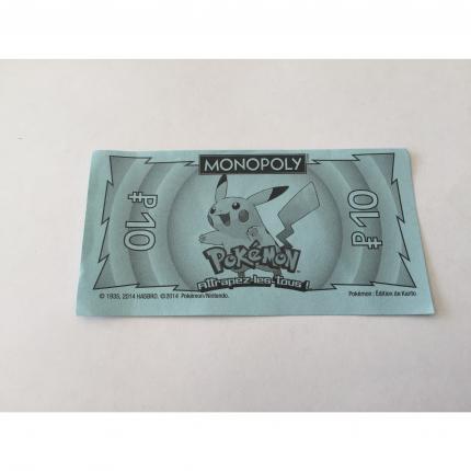 LOT X2 BILLET 10 PIÈCE DÉTACHÉE MONOPOLY POKEMON EDITION DE KANTO