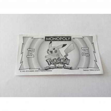 LOT X2 BILLET 1 PIÈCE DÉTACHÉE MONOPOLY POKEMON EDITION DE KANTO