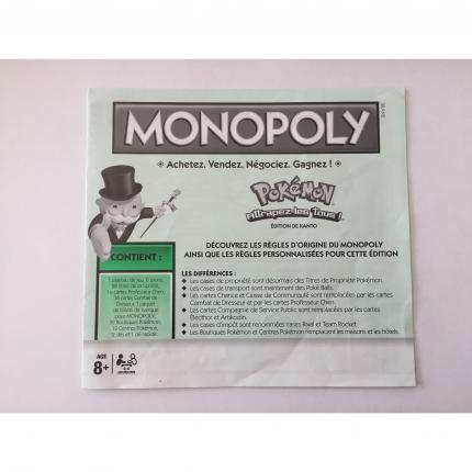 NOTICE PIÈCE DÉTACHÉE MONOPOLY POKEMON EDITION DE KANTO