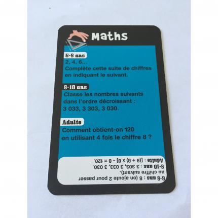 CARTE QUESTION MATHS NUMÉRO 11 LE JEU DES 7 FAMILLES INCOLLABLES RAVENSBURGER