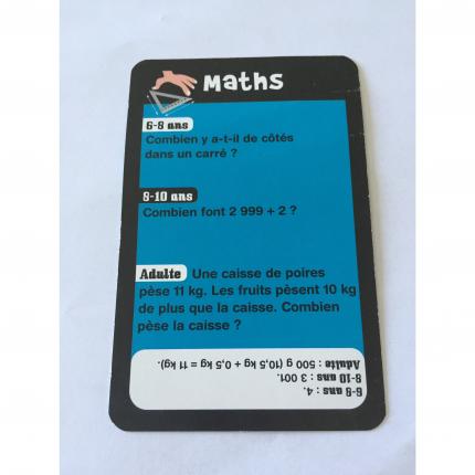 CARTE QUESTION MATHS NUMÉRO 16 LE JEU DES 7 FAMILLES INCOLLABLES RAVENSBURGER