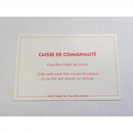 CARTE RECTANGULAIRE MONOPOLY 2001 CAISSE DE COMMUNAUTÉ LIBÉRÉ DE PRISON