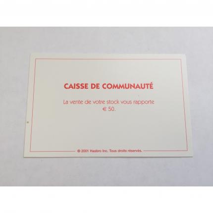 CARTE RECTANGULAIRE MONOPOLY 2001 CAISSE DE COMMUNAUTÉ VENTE DE VOTRE STOCK