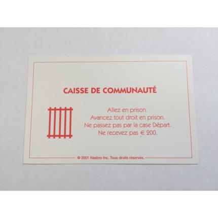 CARTE RECTANGULAIRE MONOPOLY 2001 CAISSE DE COMMUNAUTÉ ALLEZ EN PRISON