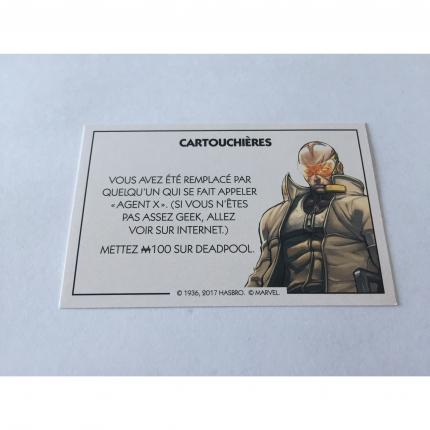 CARTE CARTOUCHIÈRES VOUS AVEZ ÉTÉ REMPLACE PIÈCE MONOPOLY DEADPOOL MARVEL